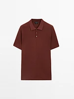 100% cotton textured knit polo shirt