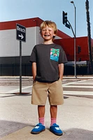 CONTRASTING POCKET TWILL SHORTS
