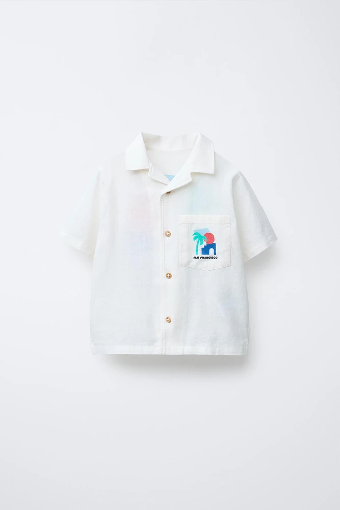 PRINTED LINEN BLEND SHIRT