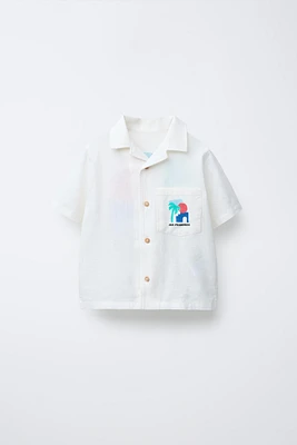 PRINTED LINEN BLEND SHIRT