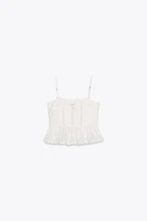DRAPED EMBROIDERED TOP