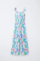 PLEATED PRINTED JUMPSUIT