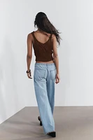 FLOWY DRAWSTRING DENIM PANTS