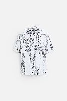 LEAF PRINT STRETCH SHIRT
