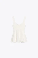 STRETCH JACQUARD PEPLUM TOP