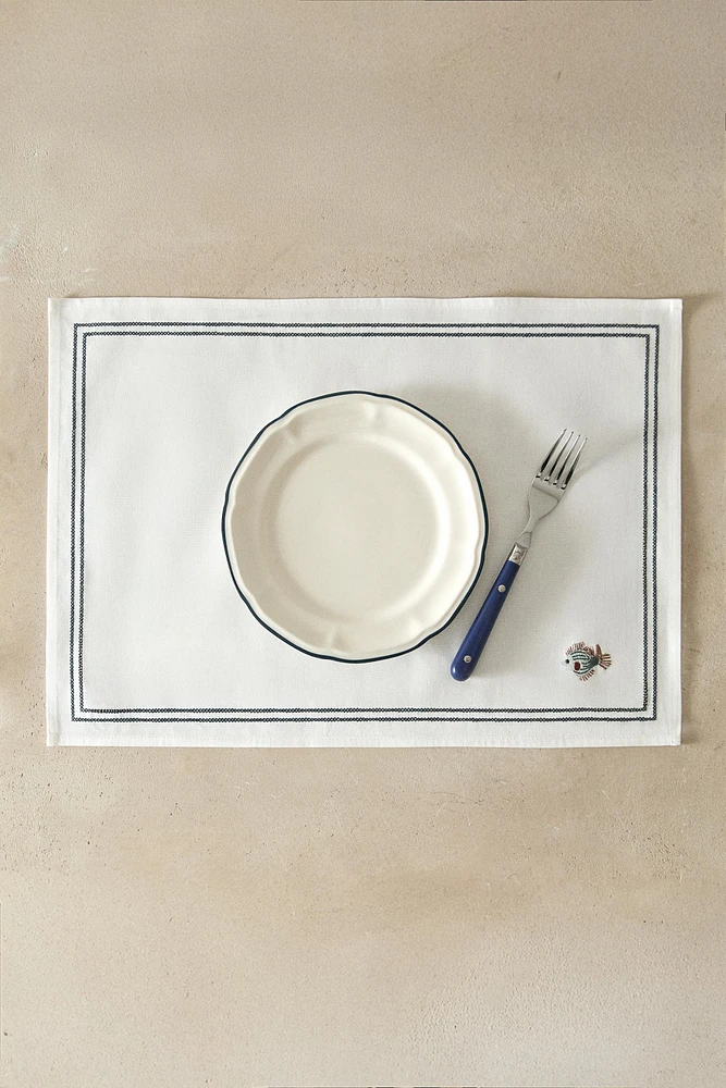 SET DE TABLE  BRODERIE POISSON