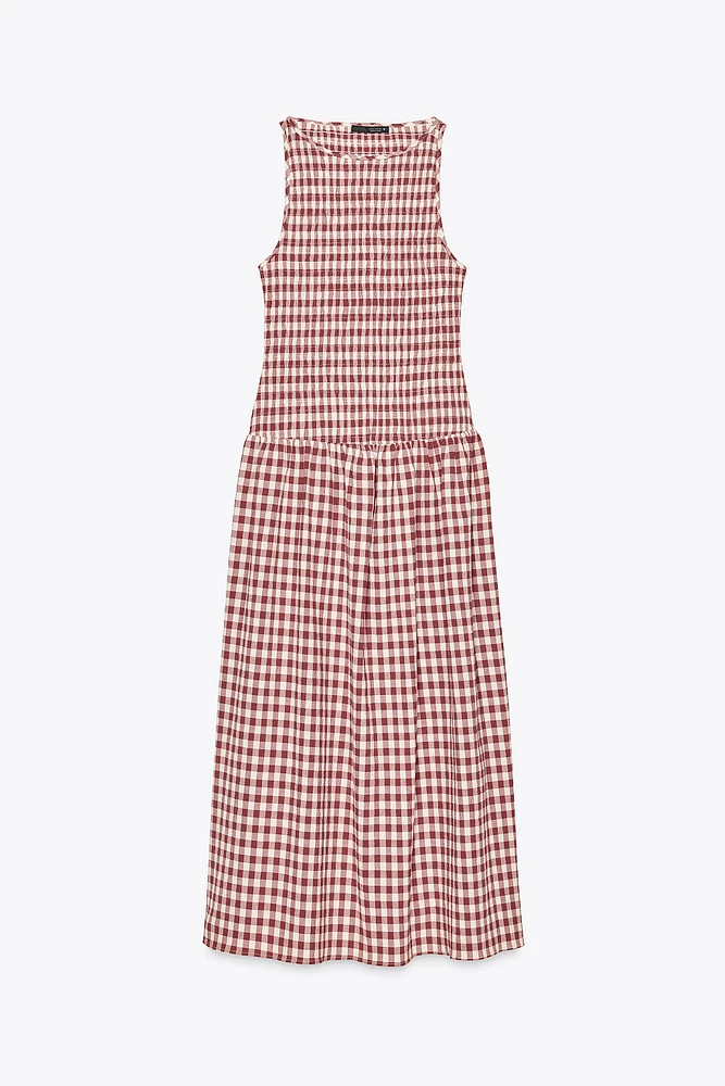 GINGHAM MIDI DRESS