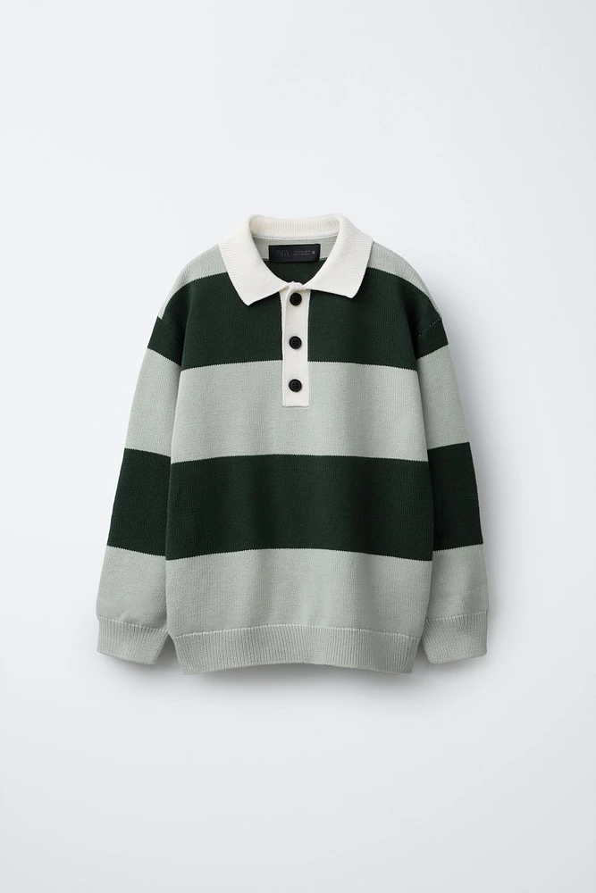 STRIPED KNIT POLO