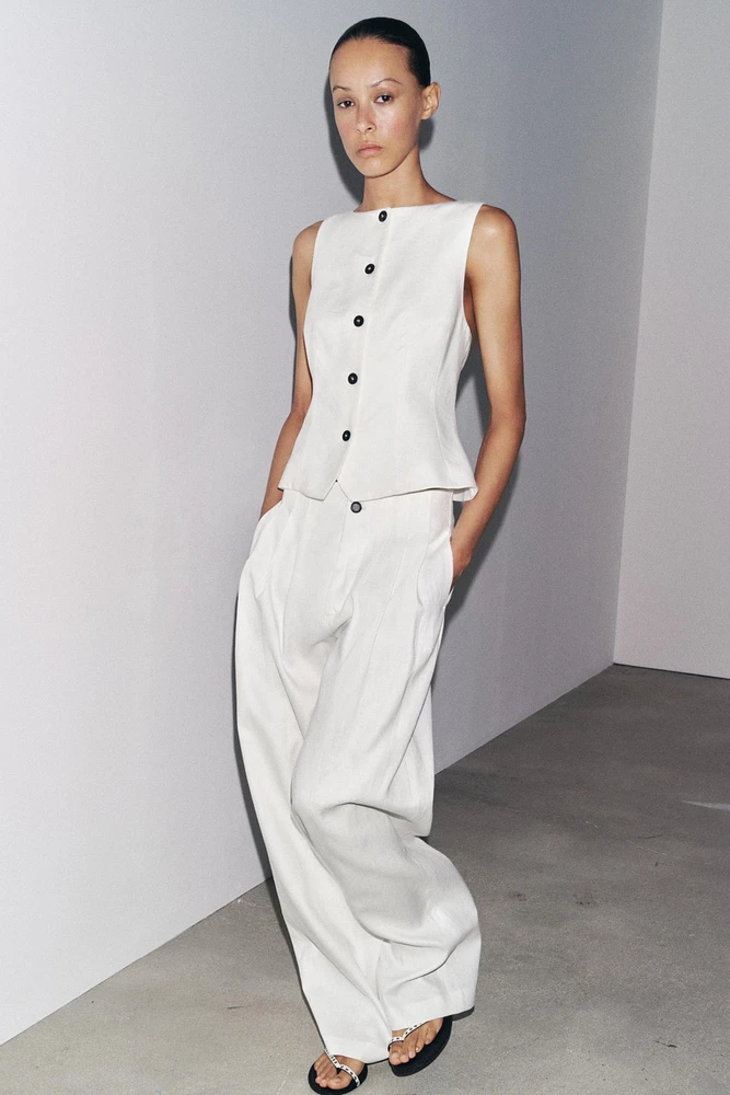 100% LINEN PEPLUM VEST ZW COLLECTION