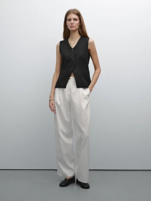100% linen frayed waistcoat