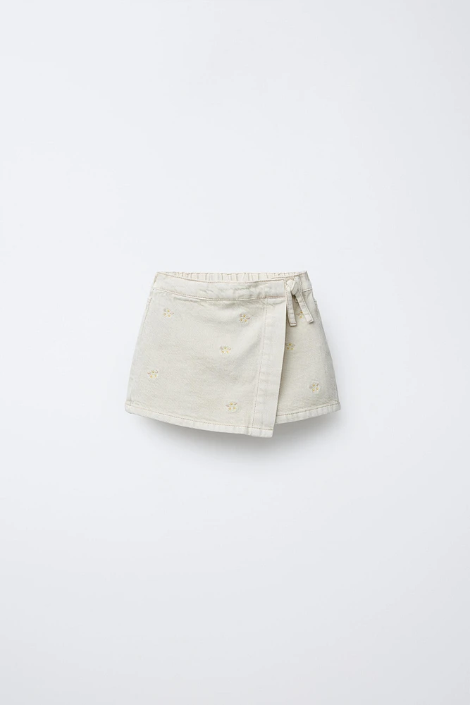 EMBROIDERED TWILL SKORT