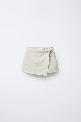 EMBROIDERED TWILL SKORT