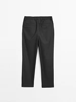 Regular fit striped wool blend trousers
