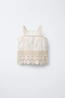CROCHET KNIT FLORAL TOP