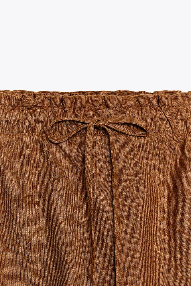 ZW COLLECTION 100% LINEN MIDI SKIRT
