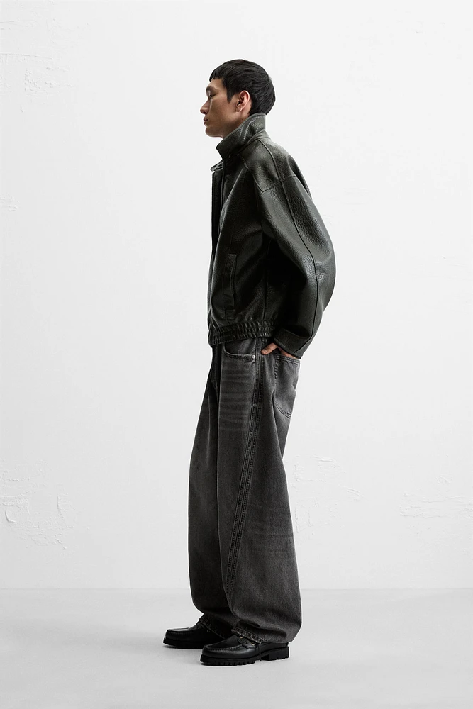 EMBOSSED FAUX LEATHER JACKET