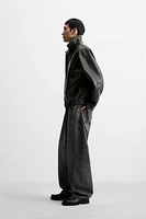 EMBOSSED FAUX LEATHER JACKET