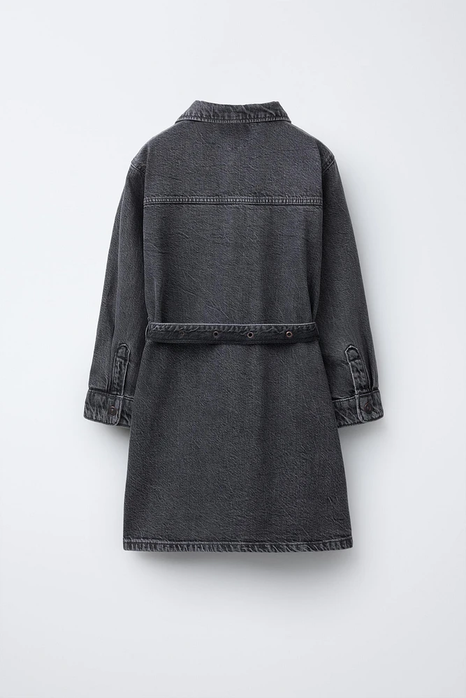 BELTED DENIM DRESS
