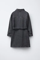 BELTED DENIM DRESS
