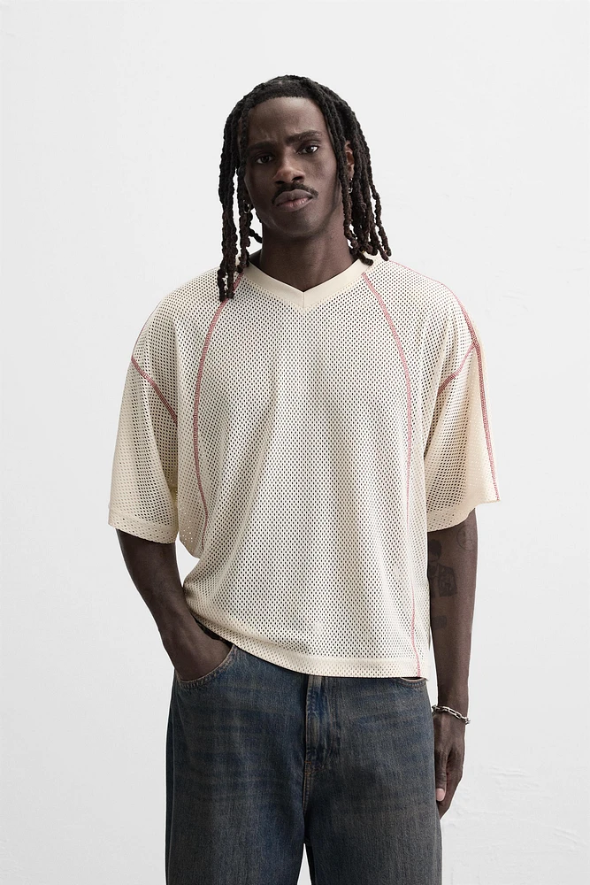 T-SHIRT STRUCTURE OUVERTE CONTRASTE