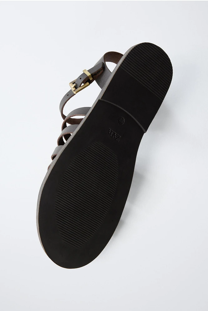 LEATHER STRAPPY SANDALS
