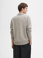 100% wool knit polo sweater