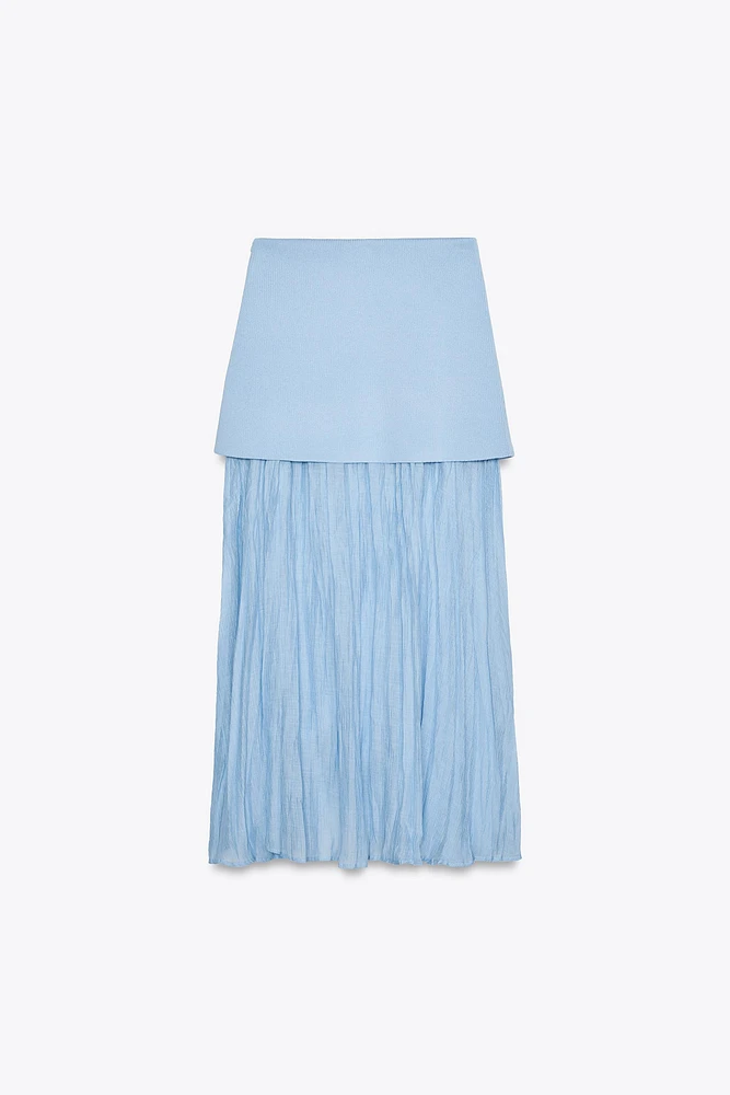 MIXED PLEATED KNIT SKIRT