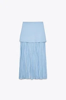 MIXED PLEATED KNIT SKIRT