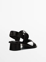 Mock croc embossed heeled sandals