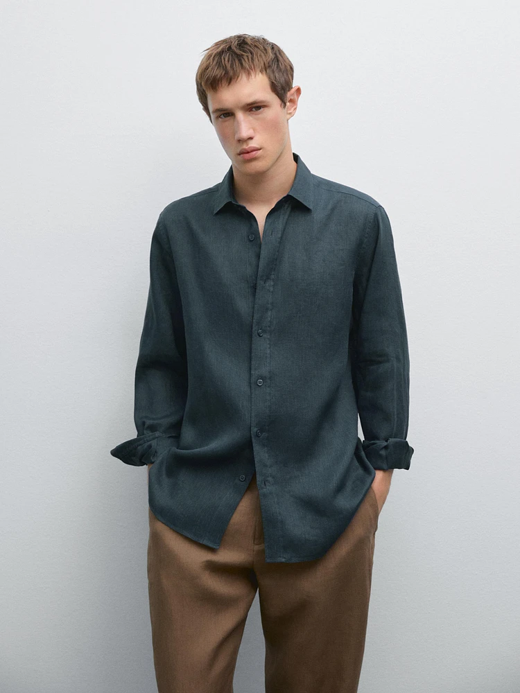 100% linen slim fit shirt