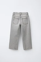 WASHED EFFECT WIDE LEG JEANS
