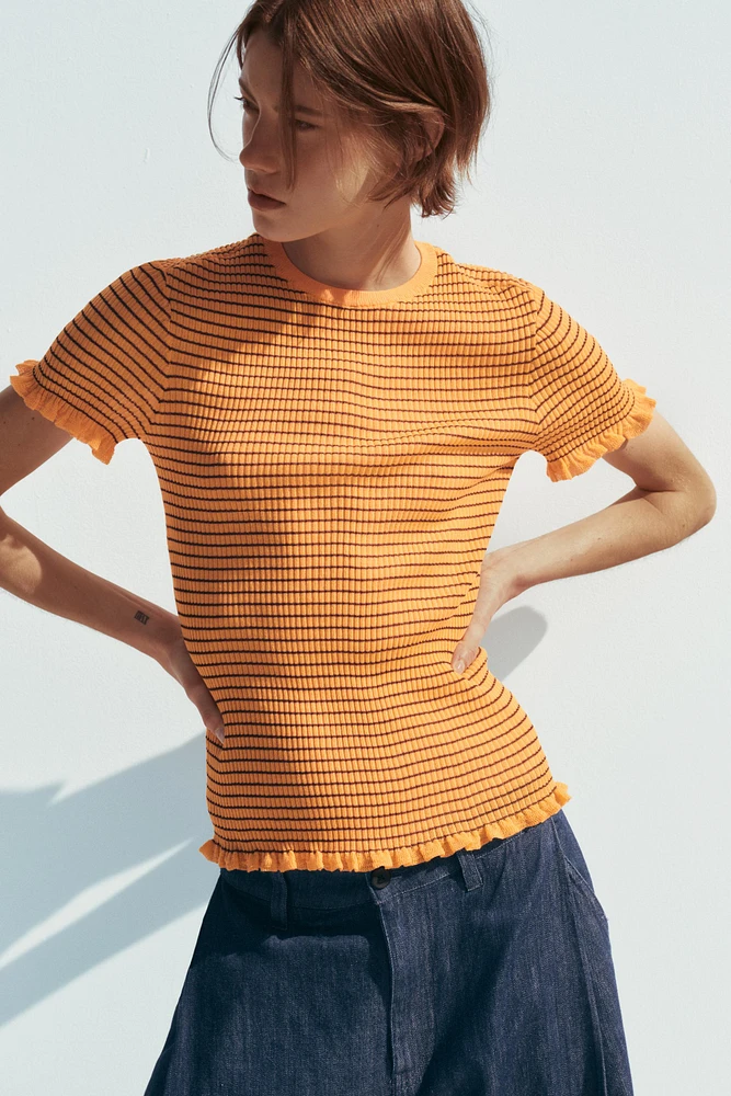 STRIPED RIB KNIT TOP