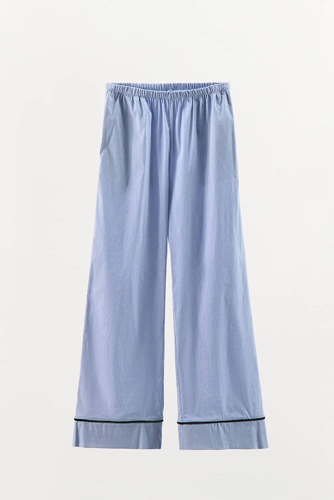 PANTALON STYLE PYJAMA À RAYURES EN VELOURS