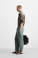 100% LINEN REGULAR FIT PANTS