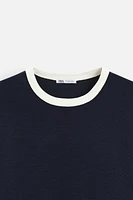 BASIC CONTRAST RIBBED T-SHIRT
