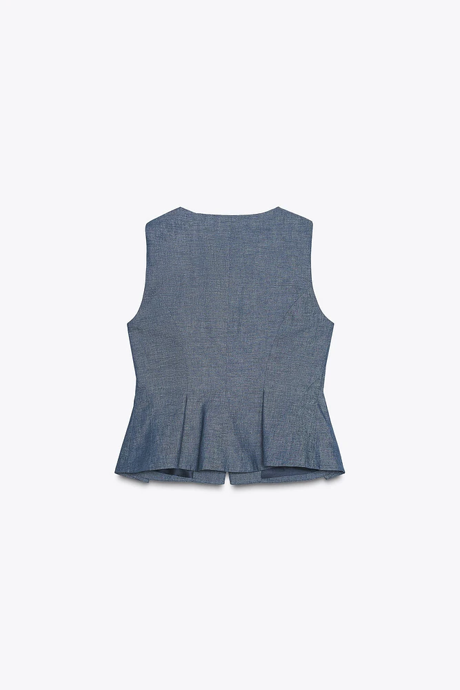 LINEN PEPLUM VEST