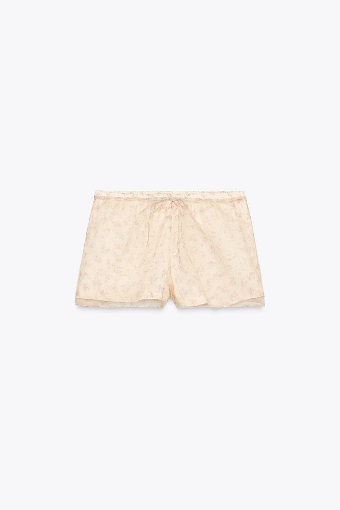 FLORAL ORGANZA SHORTS