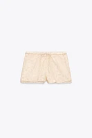 FLORAL ORGANZA SHORTS
