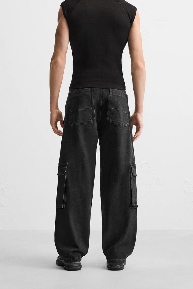 POCKET DENIM CARGO PANTS