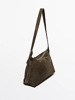 Split suede leather crossbody bag