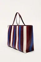 LIMITED EDITION STRIPED LEATHER MAXI SHOPPER