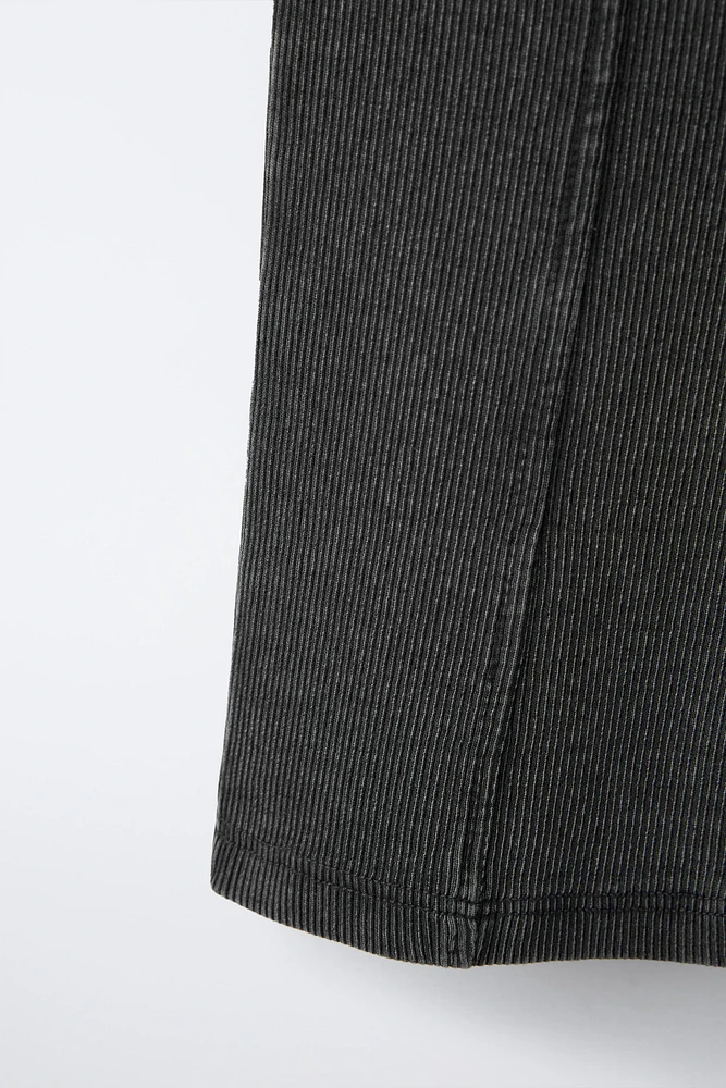 WASHED EFFECT RIBBED BIKE SHORTS