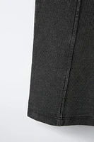 WASHED EFFECT RIBBED BIKE SHORTS