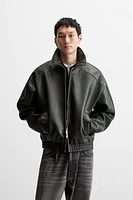 EMBOSSED FAUX LEATHER JACKET
