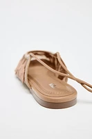 LACED MESH EMBROIDERED BALLET FLATS