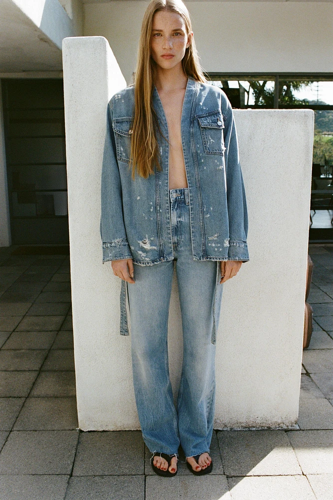 RIPPED TRF DENIM OVERSHIRT