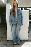 RIPPED TRF DENIM OVERSHIRT