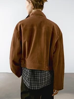 Nubuck suede leather bomber jacket