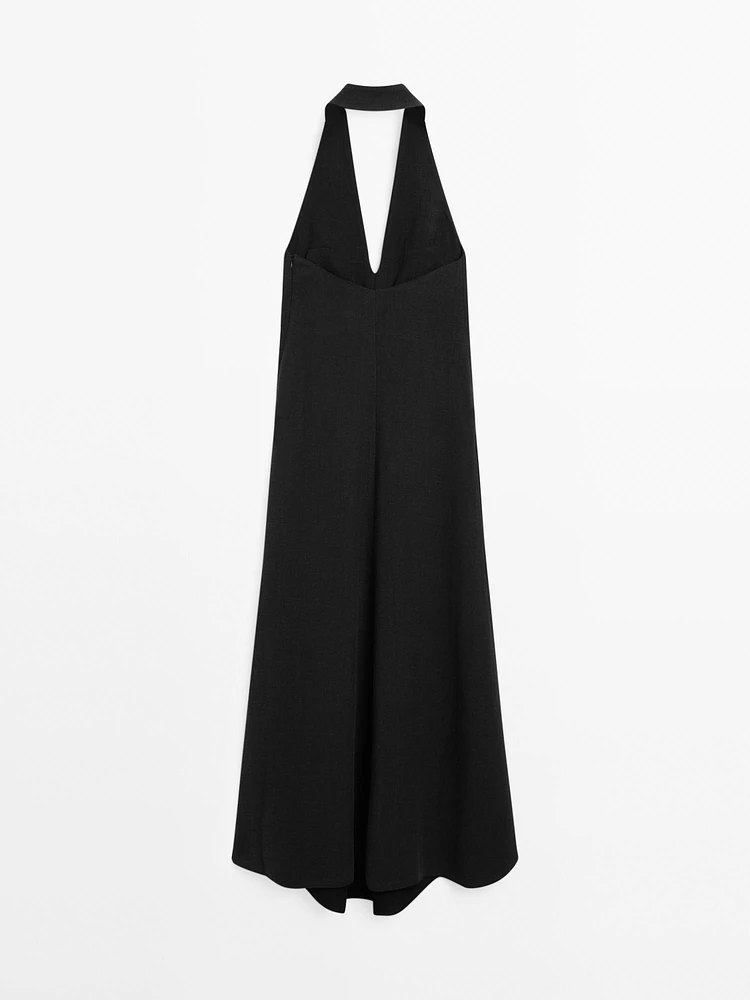 Robe midi encolure américaine dos décolleté