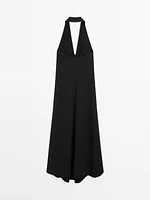 Robe midi encolure américaine dos décolleté